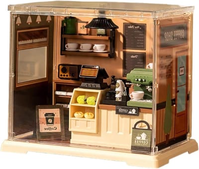 Miniatuur Kamerset - Poppenhuis Set - Bureau Decoratie - Modulair Sluitsysteem - 20 x 20 x 10 cm - Coffeeshop