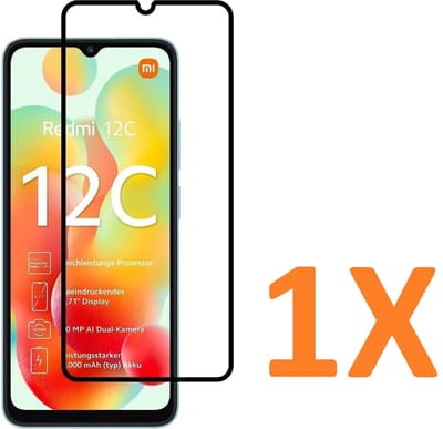 Screenprotector Geschikt voor: Xiaomi Redmi 12C - Full 1x - screen protector - volledige glas - bescherming - beschermglas - ZT Accessoires