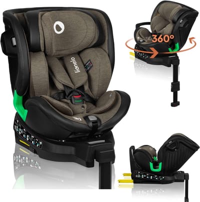Lionelo Harmony - i-Size Autostoel 4in1 - 360° Draaibare - Brede zitting - ISOFIX + Steunpoot - Achterwaarts gericht tot 105 cm (18 kg) - 40 tot 150 cm - 0 tot 36 kg - Side Impact Guard - RWF en FWF - Bamboe hoes - Dri-Seat - Hoofdsteun verstelbaar