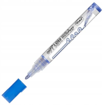 Toma permanente marker met blauwe contour en zilveren vulling (TO404-NIEB)
