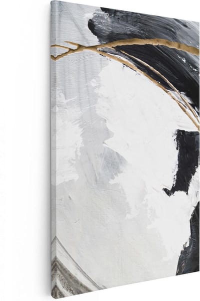Artaza Canvas Schilderij Abstract Goud - 20x30 cm - Klein - Muurdecoratie Woonkamer - Wanddecoratie Industrieel - Kamer Accessoires