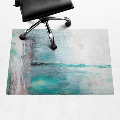 Wallfluent - Vloerbeschermer Abstracte Mist - 100x70 cm - Turkoois Bureau Stoel Mat - Rechthoekig - Mótif Vloerbeschermer-Computer Stoel Mat-Werkplekdecoraties - Organisch marmerpatroon