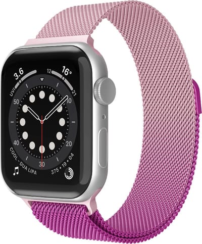 Bandje geschikt voor Apple Watch - 44mm - 45mm - 46mm - 49mm - Series 4/5/6/SE/7/8/Ultra/Ultra 2/Ultra 3/ Watch 10 & Watch 11 - RVS - Magnetisch bandje - Rose/Roze