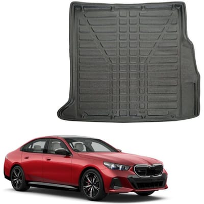 Bac de coffre sur mesure - SCOUTT - BMW i5 G-60 (depuis 2023) - Antidérapant noir - Rebords hauts - TPE haute densité