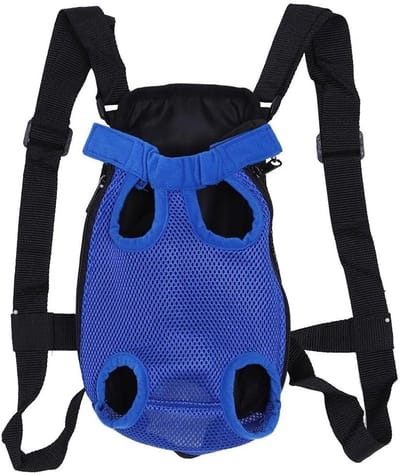 Stijlvolle Draagrugzak voor Honden - Duurzame Heuptas met Vijf Openingen voor Honden van 25-45 cm (Blauw, Maat S)