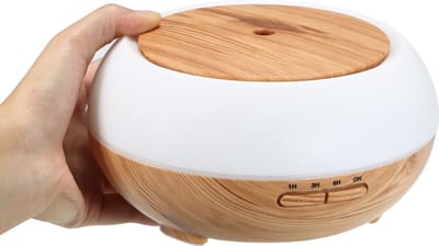 DrPhone Atmosphere2 - WiFi Aroma – Humidifier - Rustgevende Luchtbevochtiger Met Led – Met Spraakbediening en Timingfunctie – Wit / Lichte Houtnerf