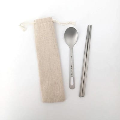 Ensemble de vaisselle en titane pur pour l'extérieur, ménage, couteau et fourchette givrés, cuillère, baguettes, voyage, camping, ensemble de couteaux et fourchettes portables