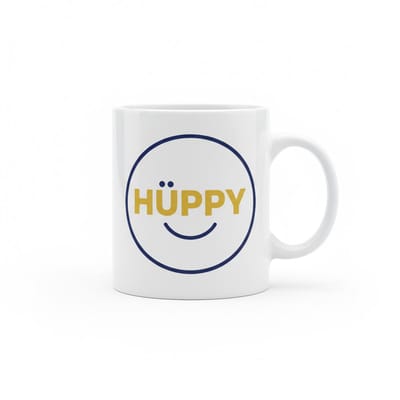 Hüppy 330ml Koffiemok - Leuke en Blije Mok met Smiley Gezicht voor een Positief Begin van je Dag