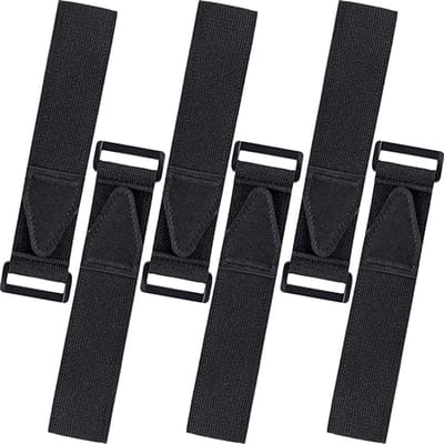 Broekklem - broek clip fiets - 6 Stuks Fietsbroekbanden – Verstelbare Enkelbanden – Multifunctionele Zwarte Elastische Banden met Klittenbandsluiting en Gesp – Voor Fietsen, Klimmen, Vissen en Outdoorsporten (1,5” x 13,8”)