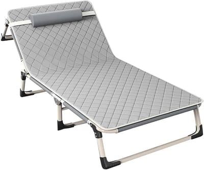 Opvouwbaar campingbed - Ligstoel kamperen - Ontspannen buiten - 4 standen verstelbaar - 190x75cm - Grijs