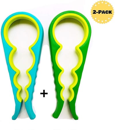 2-PACK, 4-in-1 multifunctionele handmatige fles,blik,dop,potten opener. Multi-keukengereedschap Innerlijke rubberen twist. Gemakkelijk grip. Multi-size opener. Keukengereedschap voor kinderen, senioren. Verschillende kleuren.