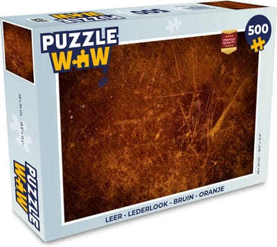 Puzzel Leer - Lederlook - Bruin - Oranje - Legpuzzel - Puzzel 500 stukjes
