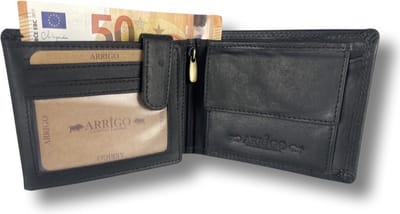 Heren Portemonnee Leer - Zwart - RFID - Anti Skim - Poertemonnee - Pasjes - Portefeuille Heren Autopapieren