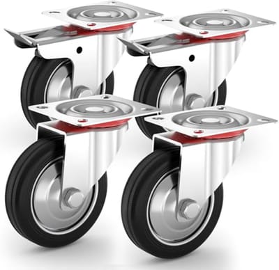 Zware belastbare transportwielen met rem - set van 4 x 125 mm voor werkbank en gereedschapswagen