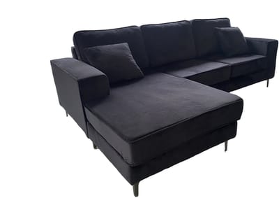 Hoekbank Jerdy zwart velvet bankstel 235cm links loungebank hoeksalon zetel