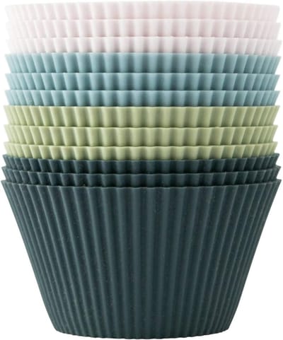 Dailygoods- Cupcake-vormen set van 12 - Siliconen Muffinvormen - Herbruikbaar - BPA-vrij - Voor Cake/Pudding - 4 Kleuren