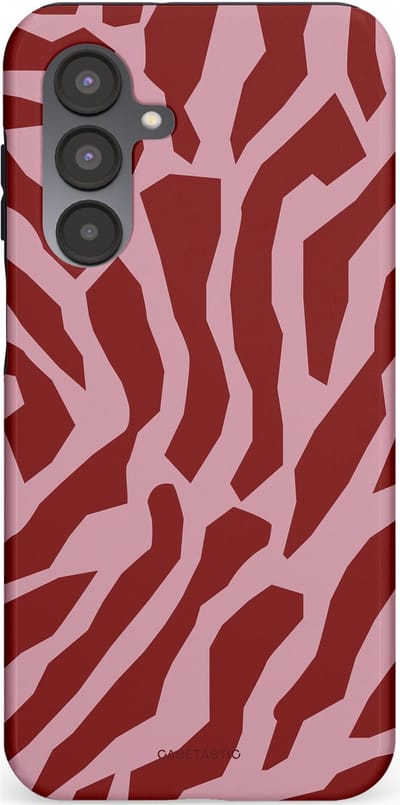Casetastic Hoesje Geschikt voor Samsung Galaxy A17 - Stijlvolle Beschermende Duo-layer Case - Rode Roze Framboos Zebra Strepen