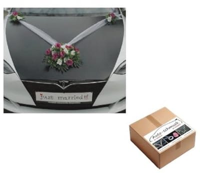 Kanten autoboeket voor bruiloftsdecoratie