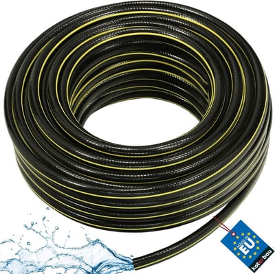 Tuinslang - Waterleiding - Planten Begieten - Versterkt 4-laags - 50 meter 1 inch - Zwart Geel