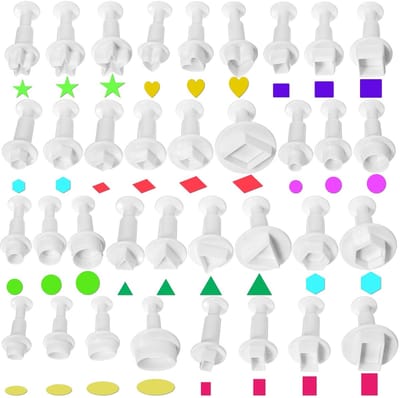 Dailygoods - 35 stuks koekjessnijders Kerstmis fondant uitsteekvormen plunger cutters set siliconen vorm ster mini uitsteekvormen uitwerper stempel fondant uitsteekvormen hart met versieren van ster hart