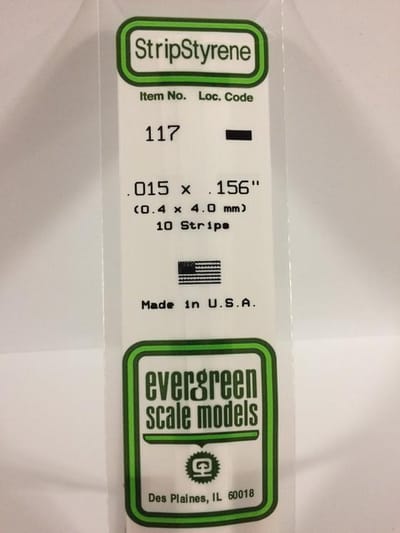 Evergreen Modelbouwdecoratie - 117 Strip 0,4mmX4mmX35cm - 10 stuks Styreen