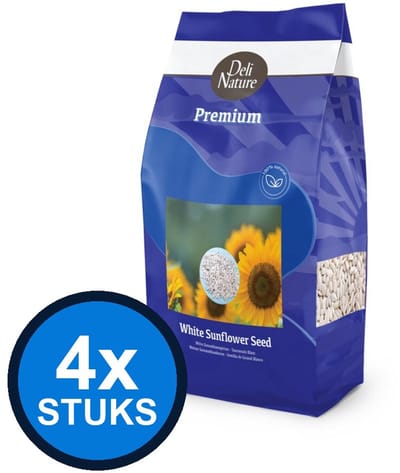 4x Deli Nature - Premium zonnepitten wit 2kg - Vogelvoer - 2 kg