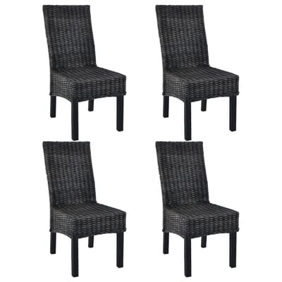 vidaXL - Eetkamerstoelen - 4 - st - kubu - rattan - en - mangohout - zwart