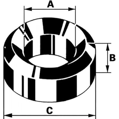 Bergeon inperslager brons B02, boring Ø 0,50 buiten Ø 2,00 hoogte 1,50mm, inhoud 10,00 stuks
