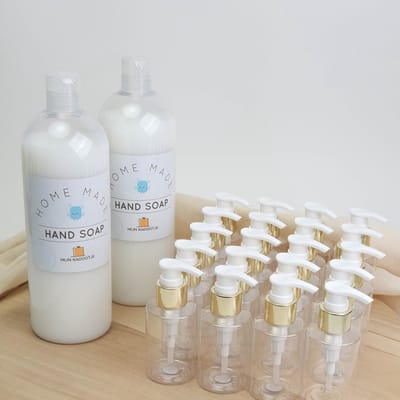 Zeep - Zeeppompje - Set van 20 + 2L handzeep - Gouden dop - Wit - doopsuiker - bedankje - bedankjes - doopsuiker zeep - doopsuiker zeeppompje - feest
