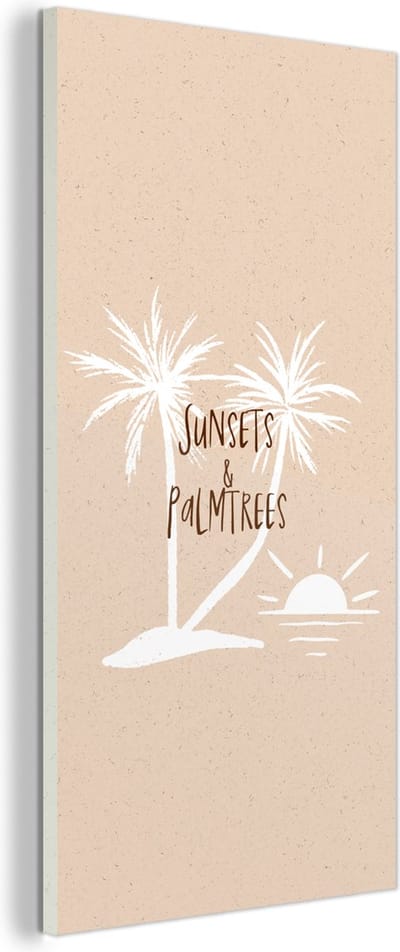 MuchoWow® Glasschilderij 60x120 cm - Schilderij acrylglas - Spreuken - Quotes - Sunsets & palmtrees - Zon - Foto op glas - Schilderijen