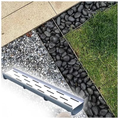 Drainagegoot Tuinkanaal - Afwateringssysteem Oprit - Water Afvoeren Buiten - Kiezelsteenvulling Mogelijk - 20 x 30 x 100 cm - Grijs