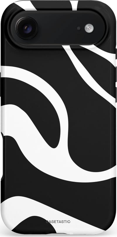 Casetastic hoesje geschikt voor Apple iPhone Air - MagSafe - Dubbellaagse bescherming - Zwart Wit Golven - Fashion Case - Zwart Wit