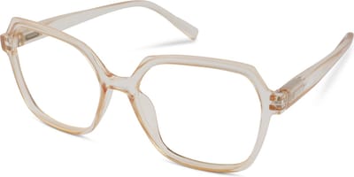 Leesbril Vista Bonita MIRA - Sterkte +0.00 - Kleur Soft Skin- Blauwlichtfilter – Unisex - Modern zeshoekig Design - Incl. etui en doekje