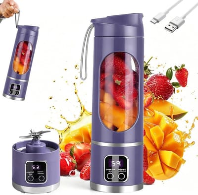 Draagbare Blender - Mini Mixer - Gezonde Drankjes Maken - 12 Roestvrij Staal Bladen - 450 ml - Paars