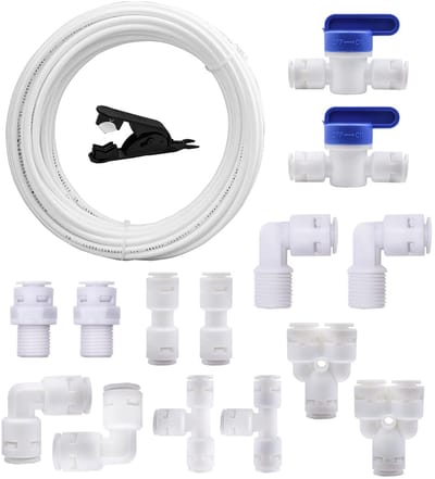 Dailygoods- Aansluitset 5 Meter - 14 Stuks Waterfilter Fitting - 1/4 Inch Slang - Voedselveilige Materialen - Lekvrij - Eenvoudige Installatie - Wateraansluitset