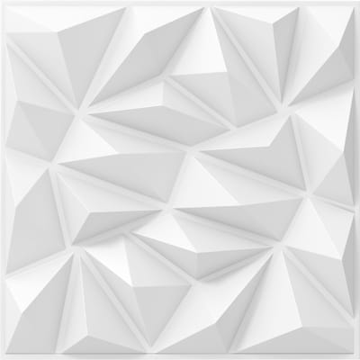 COSTWAY 20 stuks 3D-wandpanelen diamant 50 x 50 cm, wandbekleding voor binnen, wanddecoratie platen, plafondpanelen, pvc, 5 m², voor woonkamer, slaapkamer (wit)