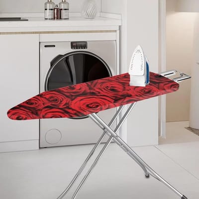 Strijkplankhoes Universeel - Bloemenprint - Strijken Thuis - Past Grote Planken - 138 x 39 cm - Rood