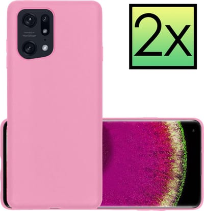 Hoesje - 2 Stuks - Geschikt voor OPPO Find X5 - Sterk & Shockproof - Case Siliconen - Back Cover - Telefoon Hoes - Lichtroze