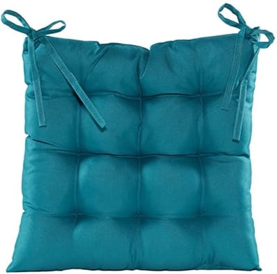 Anna's collection Stoelkussen gewatteerd - petrol blauw - 38 x 38 cm - binnen/buiten