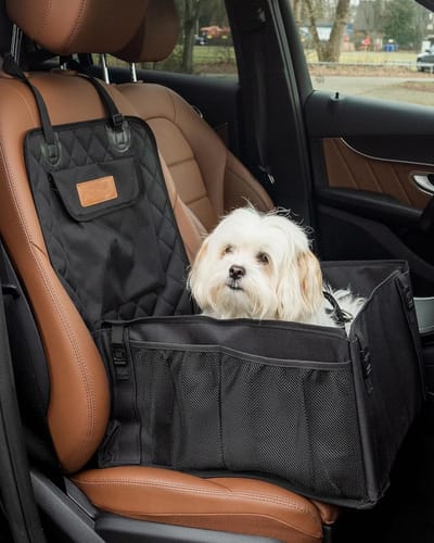 Famanu - autozitje voor honden - waterafstotend hondenzitje voor achterbank auto - hondenmand voor kleine honden in zwart