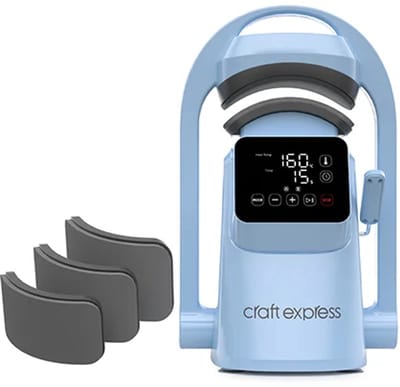 Pettenpers - Warmte Pers Machine - Hittepers – Automatische Craft Express 3-in-1 Caps Press, 230 V / 350 W, 70/80/90 mm verwisselbare koppen – Sublimatie & Transfer