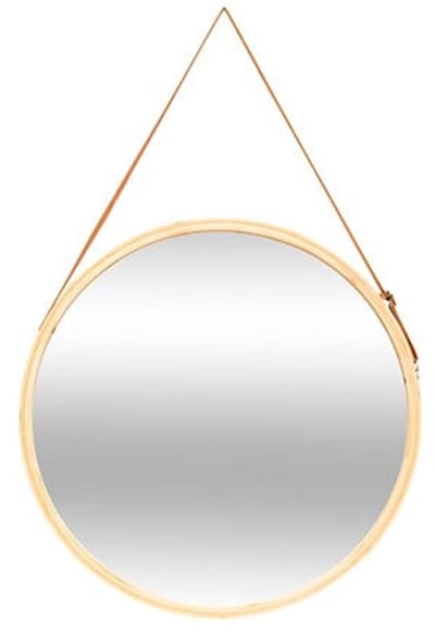 Atmosphera Ronde wandspiegel Soho - met ophanglus - naturel - bamboe/glas - D50cm