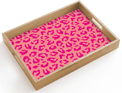 Dienblad hout 40x30 cm - Schootdienblad - Panterprint - Roze - Dierenprint - Minimalistisch - Borrelplank rechthoek - Plateau dienbladen