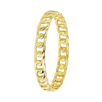 Lucardi Dames Ring met gourmetschakel - Ring - Cadeau - 9 Karaat - Geelgoud