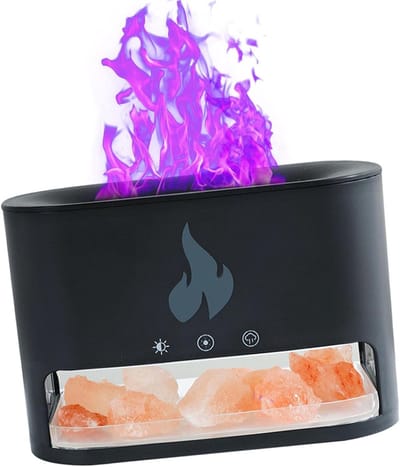 Ultrasone Atomisatie Nachtlicht en Aromatherapie-diffuser voor Slaapkamer en Yoga, Zoutlamp Bevochtiger met Veilige Verlichtingsopties en Ultragijne Mist