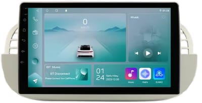 Autoradio met bluetooth - Carplay - Voor FIAT 500 (2007-2014) - Geschikt voor Apple en Android - Stereo - Navigatie - Navigatiesysteem auto - 1GB 32GB - 9"