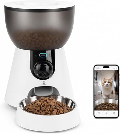 Automatische Kattenvoeder met Camera - Wit - 4 L - Smart App-gestuurde Voederdispenser met 1080P HD-video - Voor Katten