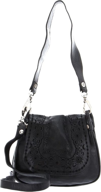 CAMPOMAGGI Leren Schoudertas Crossbody Small Nero Zwart