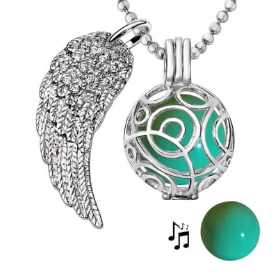 Engelenroeper 18mm Bolhouder met Ketting 90cm en Bolletje - Dames - Zilverkleurig Cirkels - EBS18020