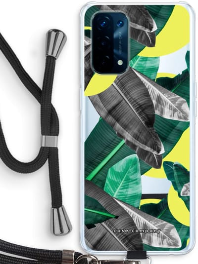 Case Company® - Hoesje met koord geschikt voor Oppo A74 5G hoesje met Koord - Fantasie jungle - Telefoonhoesje met Zwart Koord - Bescherming aan alle Kanten en Over de Schermrand
